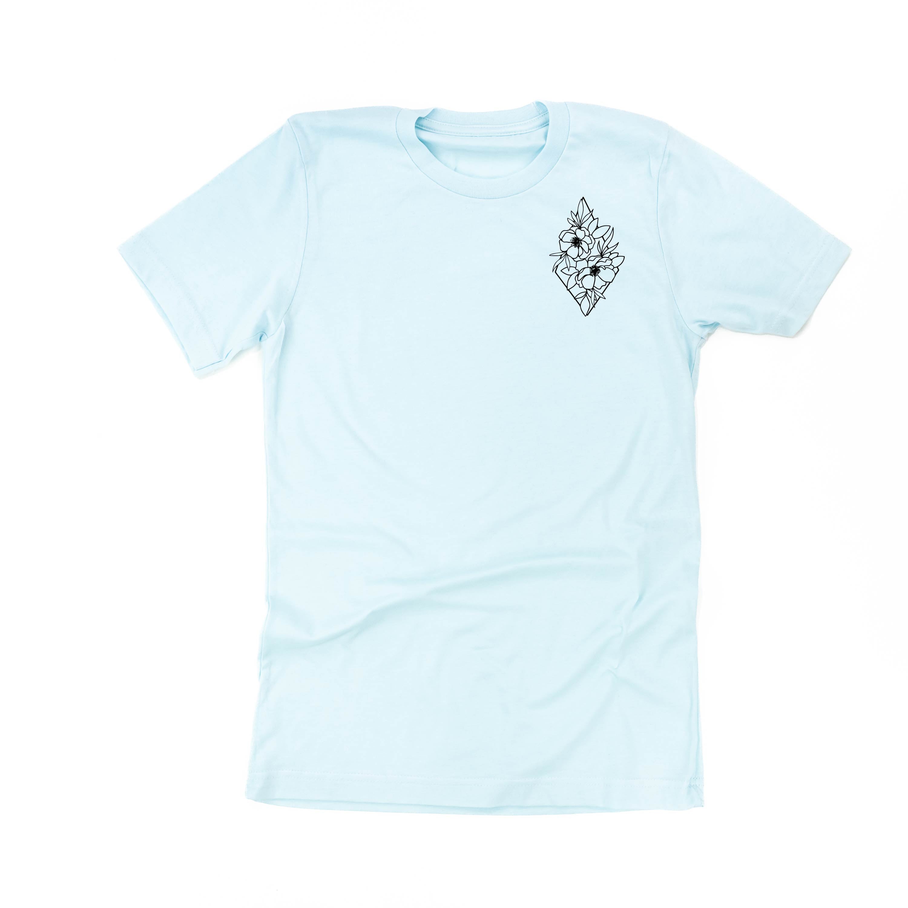 Flower Diamond (Pocket Front) w/ Actually Life is Beautiful and I Have Time (Back) - Unisex Tee