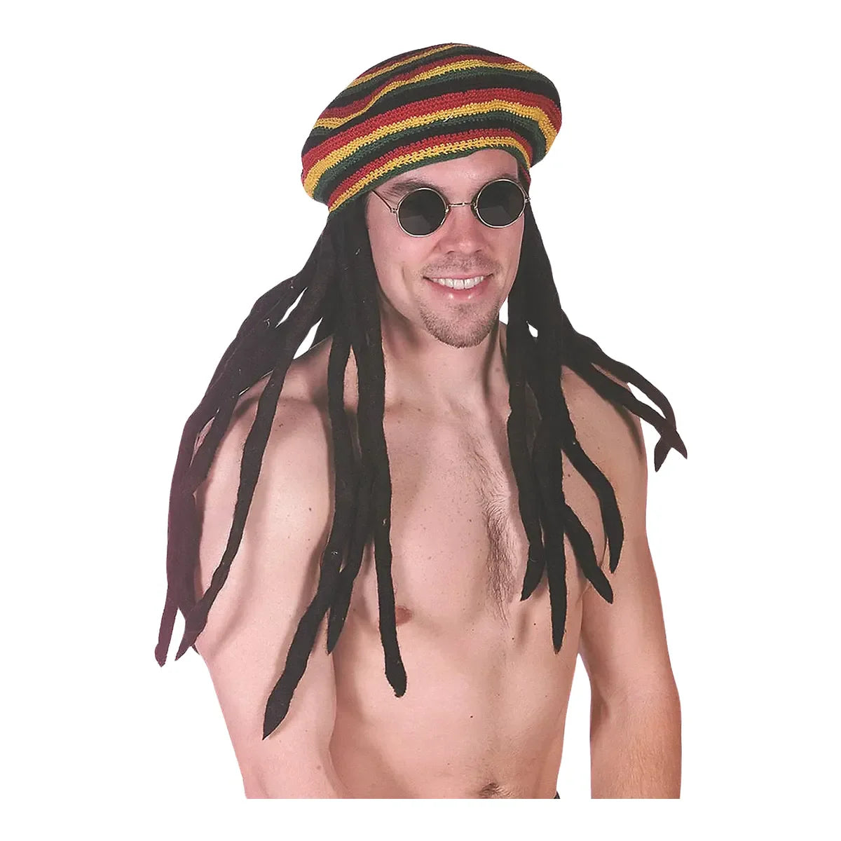 Adult Black Dreadlocks Wig with Rasta Tam