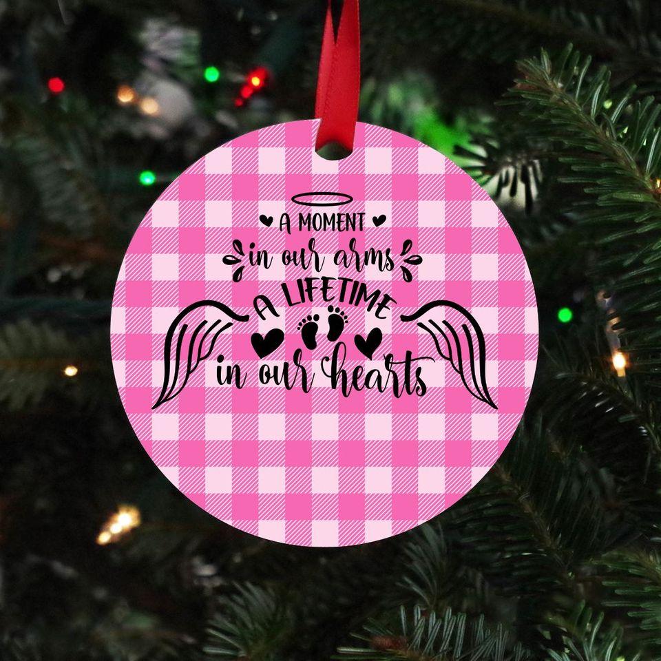 A Moment in Our Arms a Lifetime in Our Hearts (Pink) Christmas Ornament
