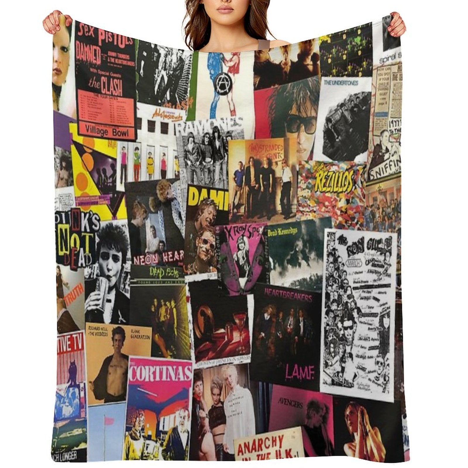 70s Punk Rock Music Throw Blanket