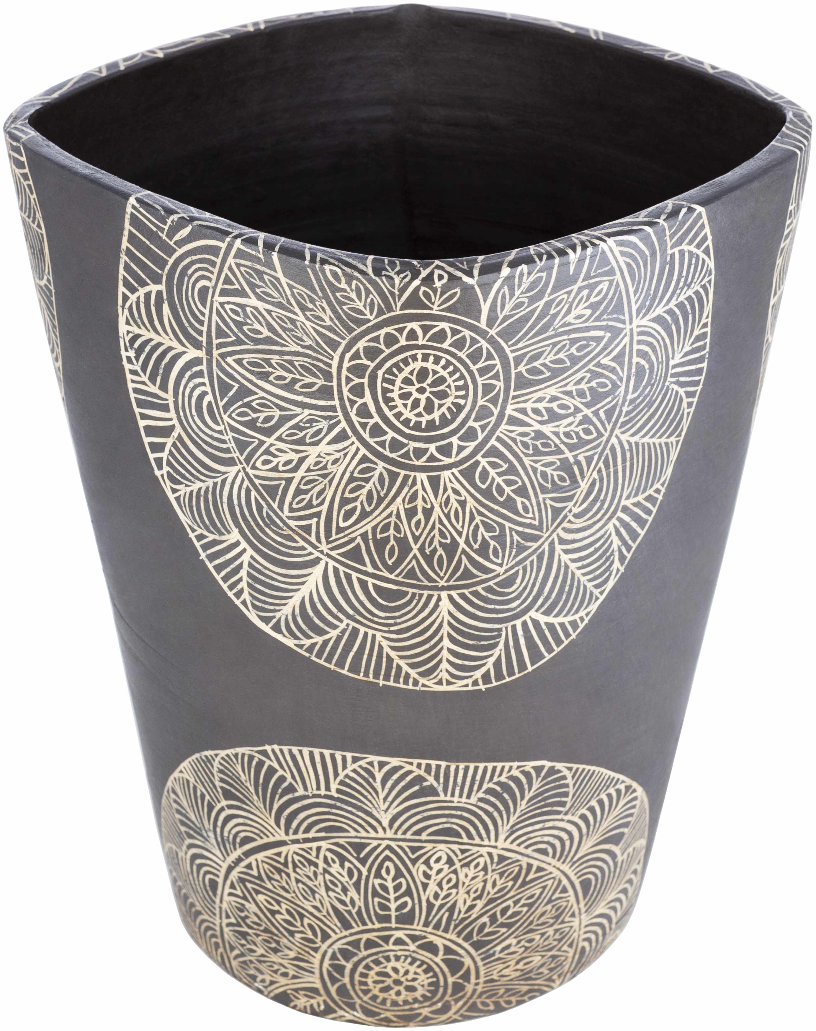 HEARST TERRACOTTA GEOMETRIC BLACK PLANTER