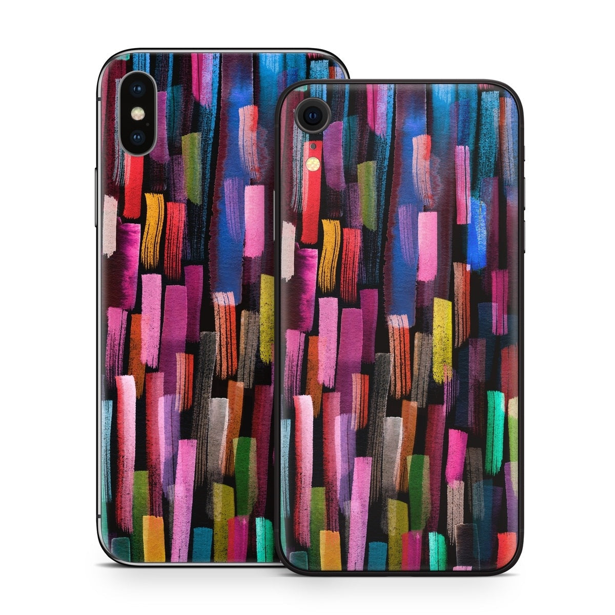 Colorful Brushstrokes Black - Apple iPhone X Skin