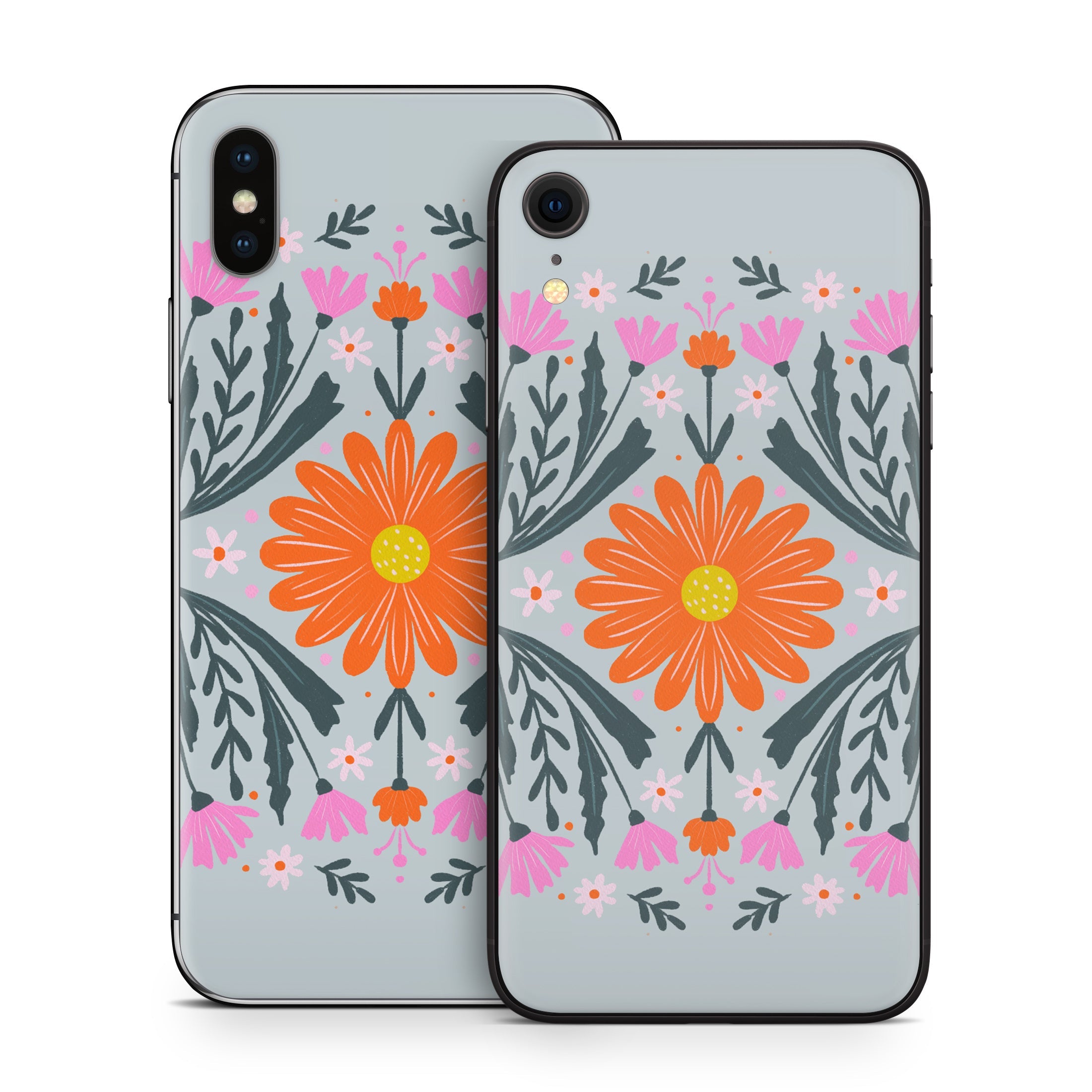 Pink and Orange Flowers - Apple iPhone X Skin