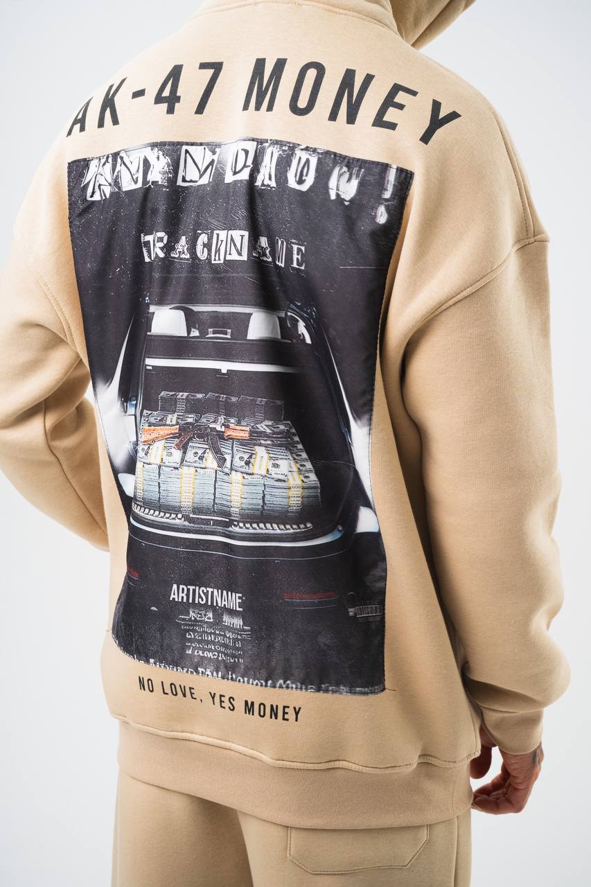 Oversize &#39;Money Power&#39; Graphic Hoodie – Heavyweight Streetwear Sweatshirt
