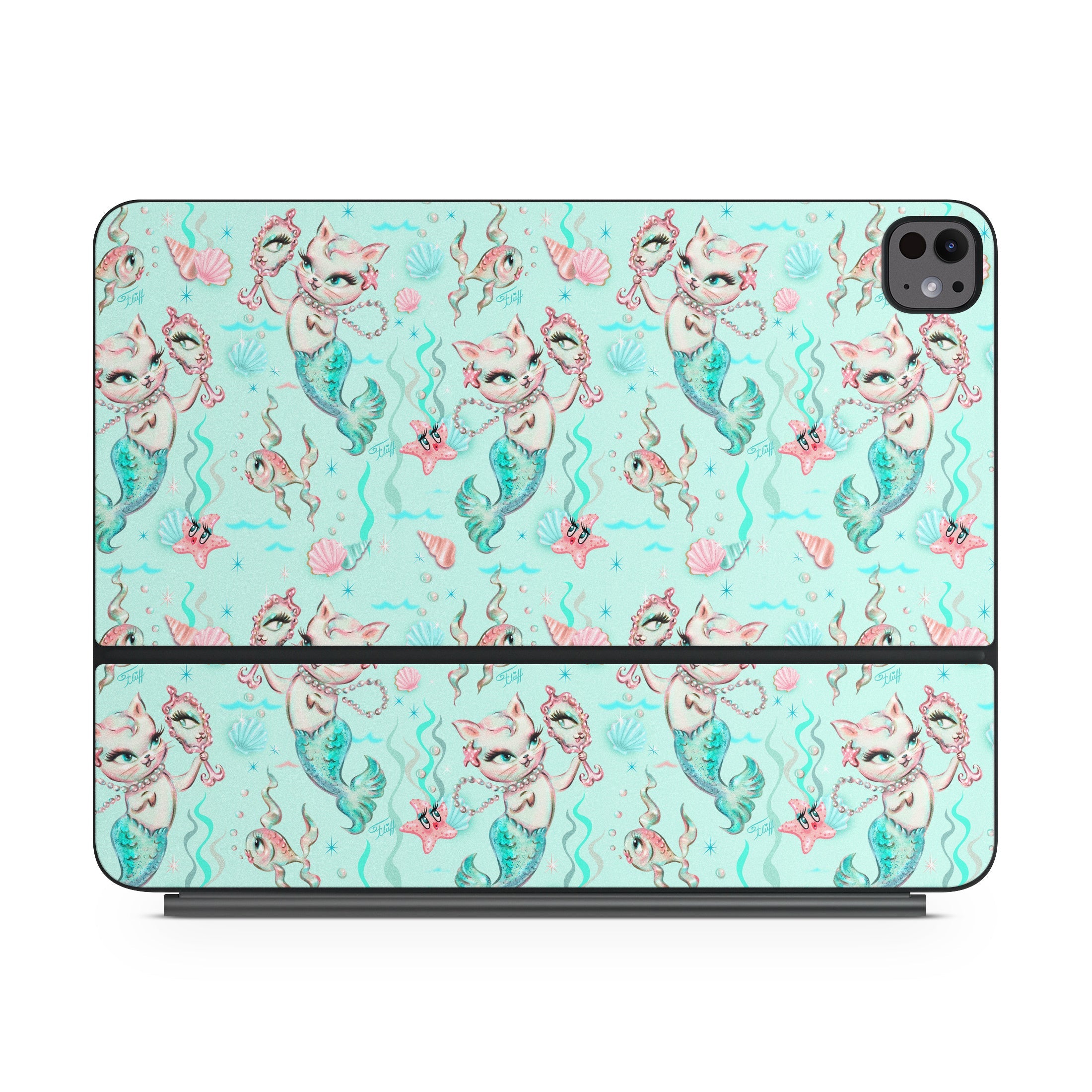 Merkittens with Pearls Aqua - Apple Magic Keyboard for iPad Skin