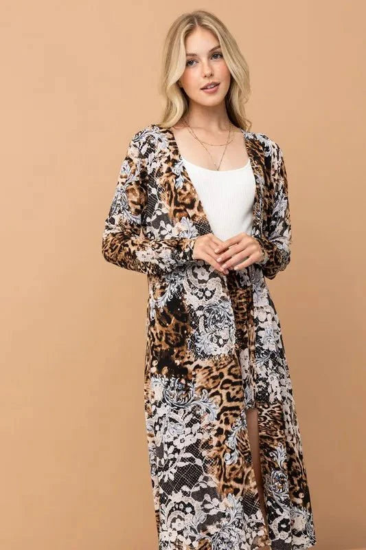 And The Why Animal Print Kimono and Shorts Set - Women&amp;#39;s Apparel &amp;amp; Accessories