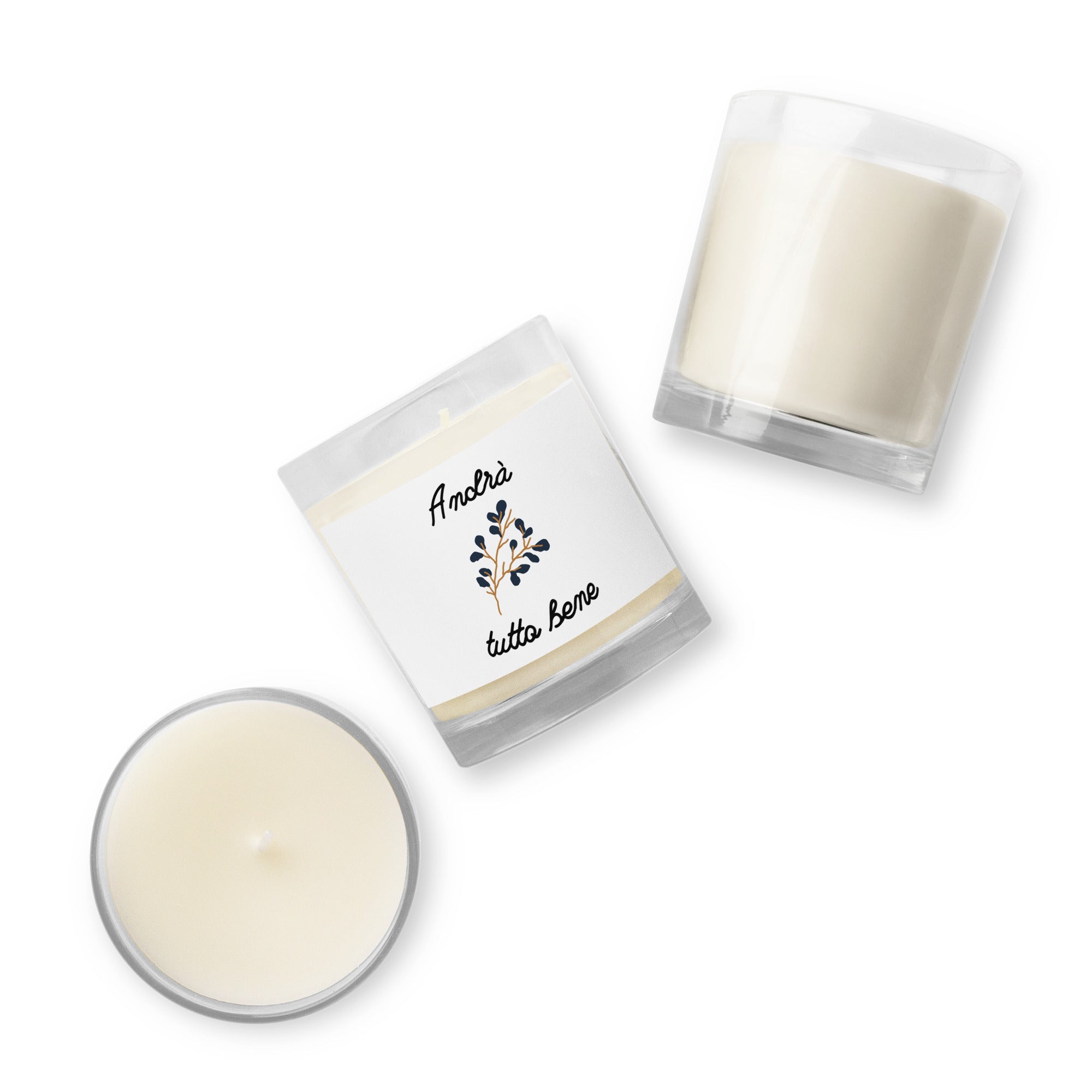 Andrà tutto bene Italian unscented Glass jar soy wax candle