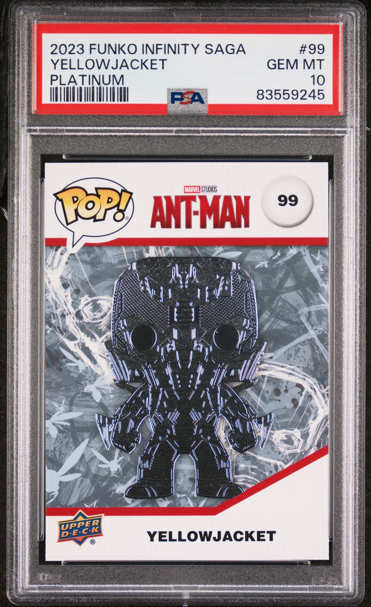 2023 UPPER DECK FUNKO POP MARVEL  YELLOWJACKET PLATINUM #99  PSA 10