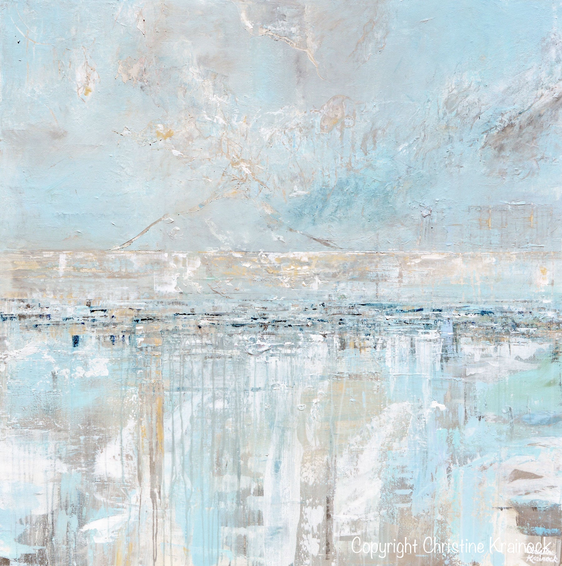 &amp;quot;Sea Breeze&amp;quot; Giclée Print Light Blue Coastal Abstract Painting