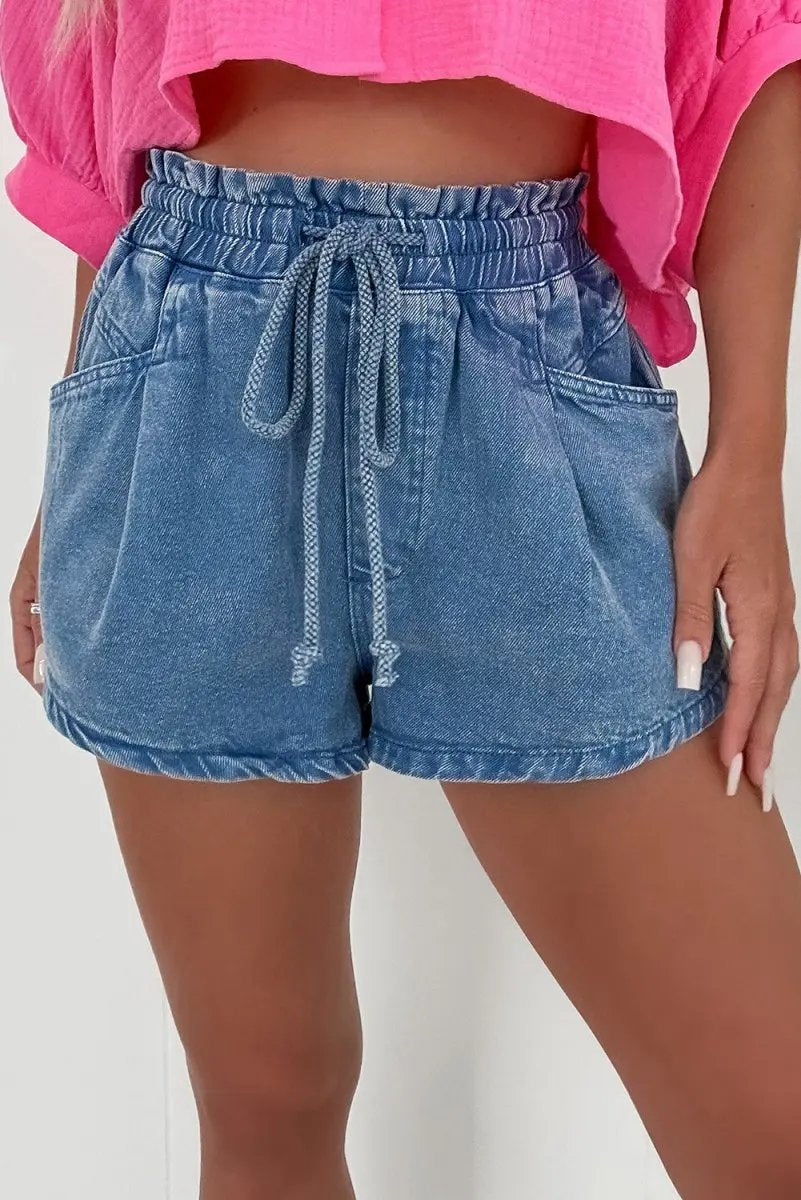 Love Salve  Ashleigh Blue Drawstring High Waist Casual Denim