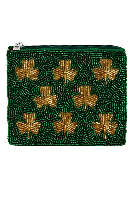 Coco + Carmen Brielle Lucky Shamrock Beaded Coin Purse