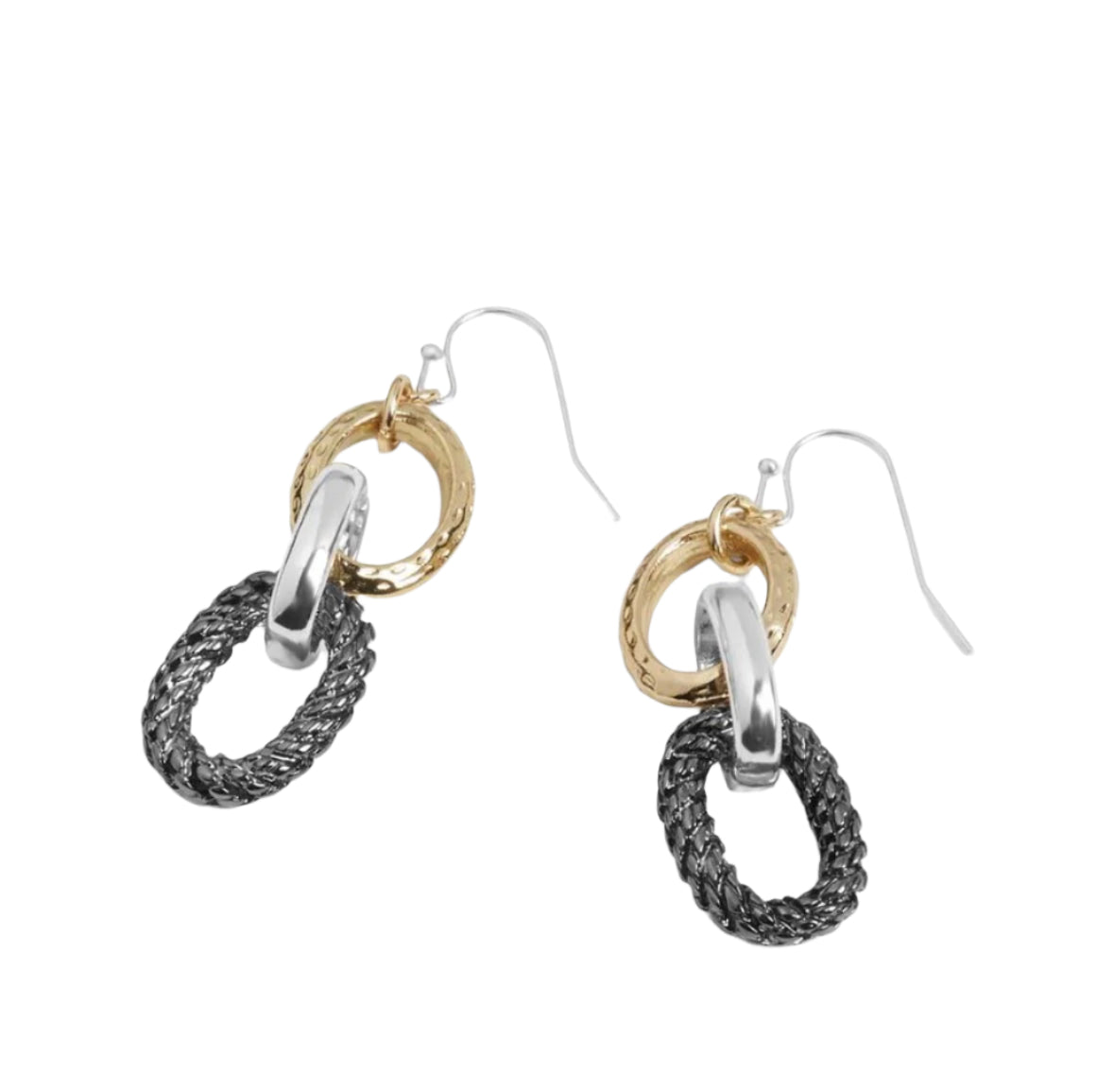 Mixed Metal Three Link Earrings