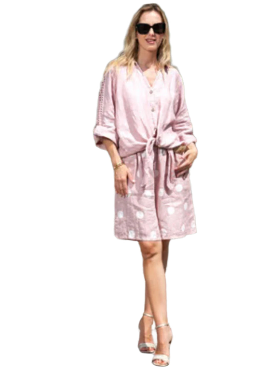 Cherishh Made In Italy Linen Polka Dot Shorts C5313