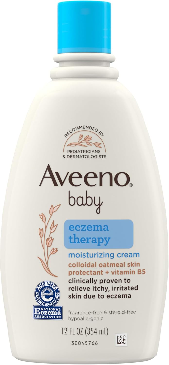 Aveeno Baby Eczema Therapy Moisturizing Cream, Natural Colloidal Oatmeal &amp;amp; Vitamin B5, Baby Cream for Dry, Itchy, Irritated Skin Due to Eczema, Paraben- &amp;amp; Steroid-Free, 12 fl. oz