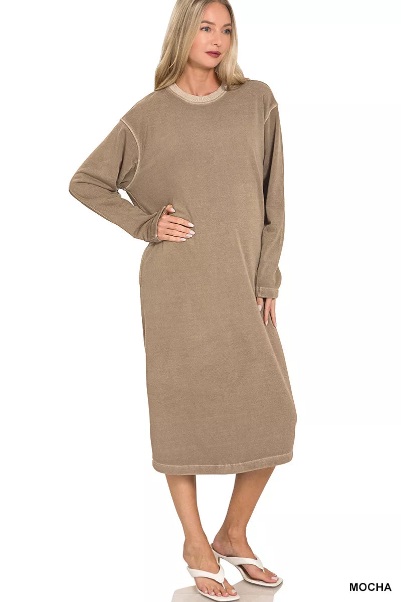 Soft Fleece Pigment Dye Sweatshirts Dress