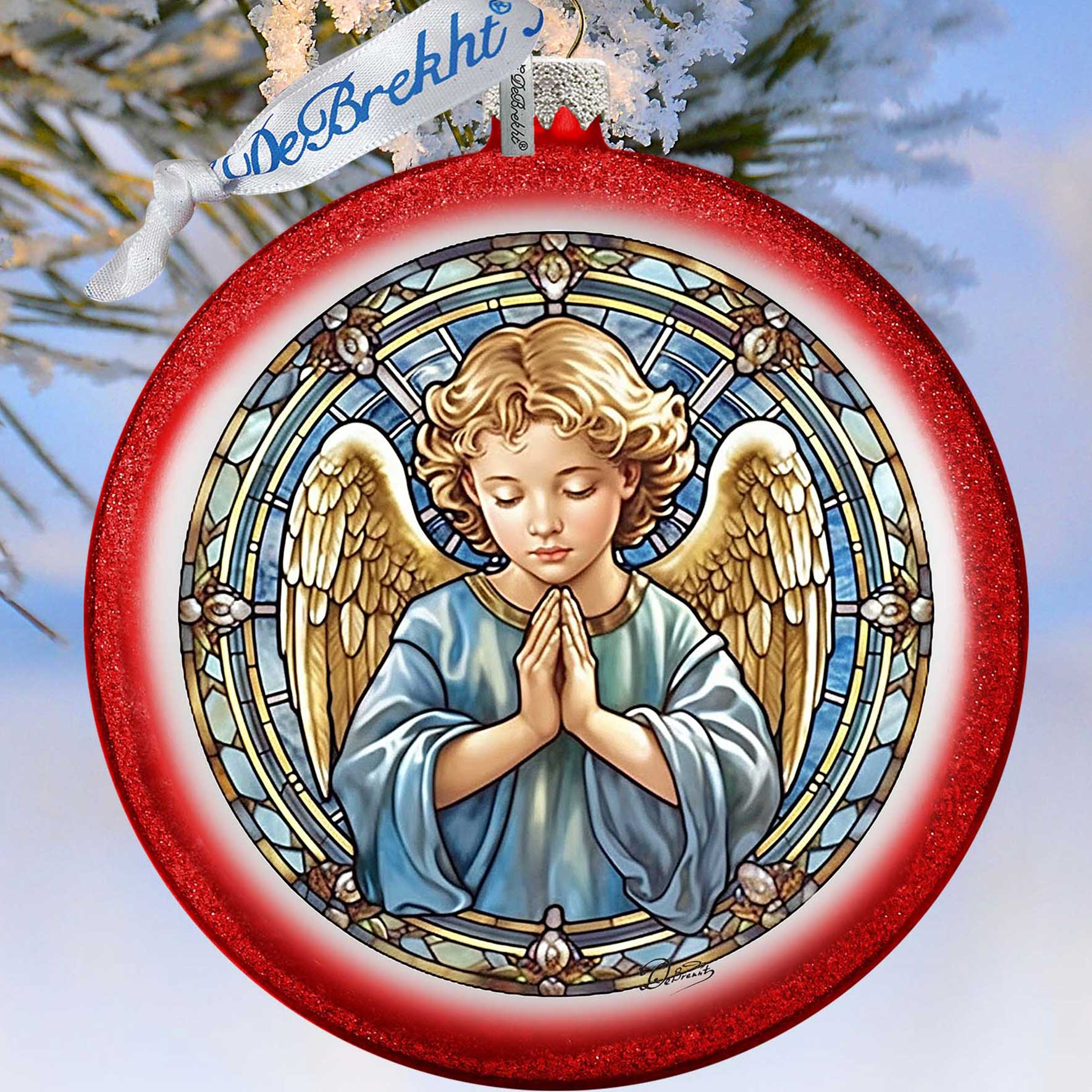 Little Angel Ball Glass Ornament by G. Debrekht - Nativity Holiday Decor - 73565C