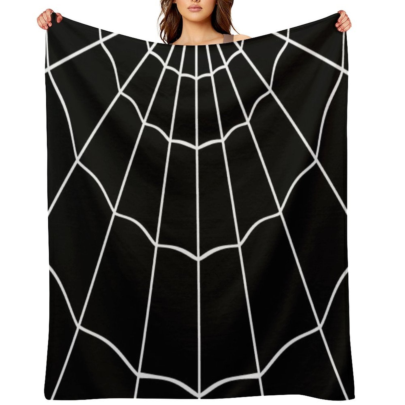 Spider Web - Black Throw Blanket