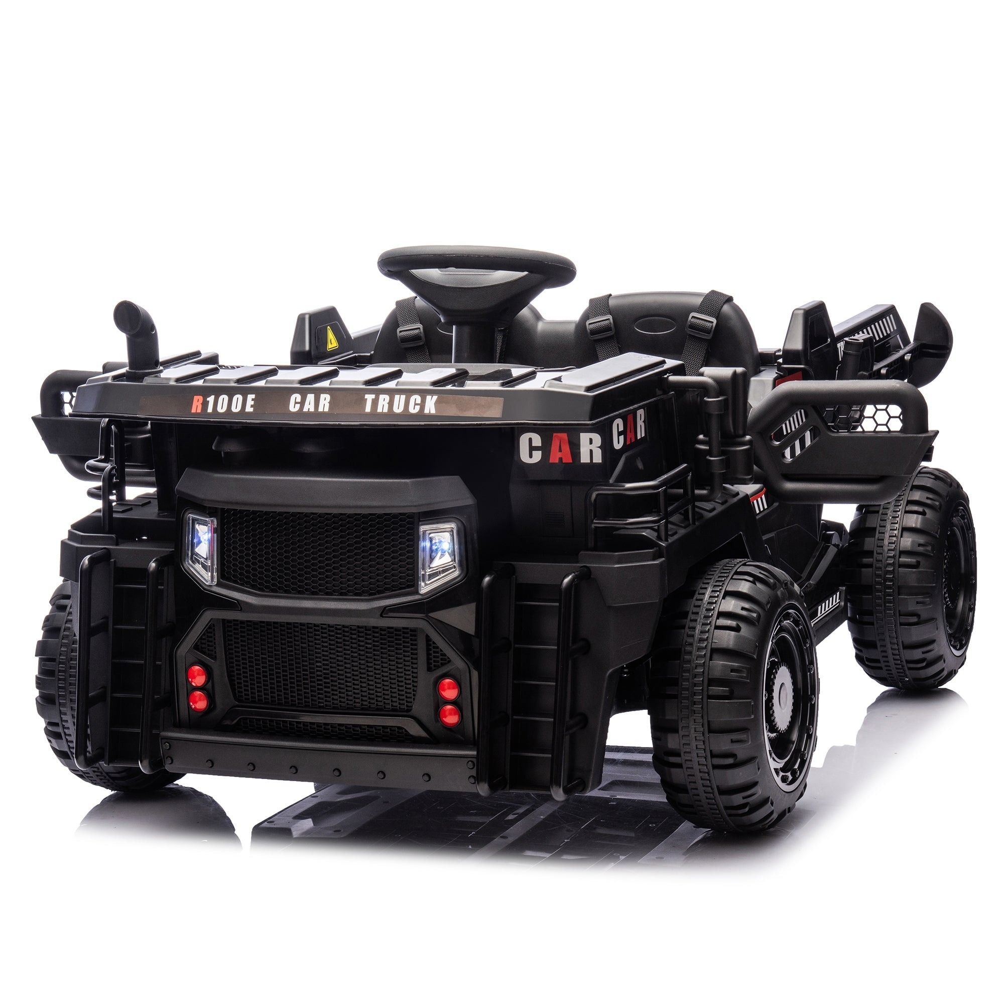 24V Two-seater Kids Ride On Electric Car W/parents control,Seat width 19.69in,400W motor,E-rear dump,light&amp;amp;rear searchlight,USB,MP3,Bluetooth,Music,Provide a Speed of 3.11-4.97MPH For Kids Aged 3+.