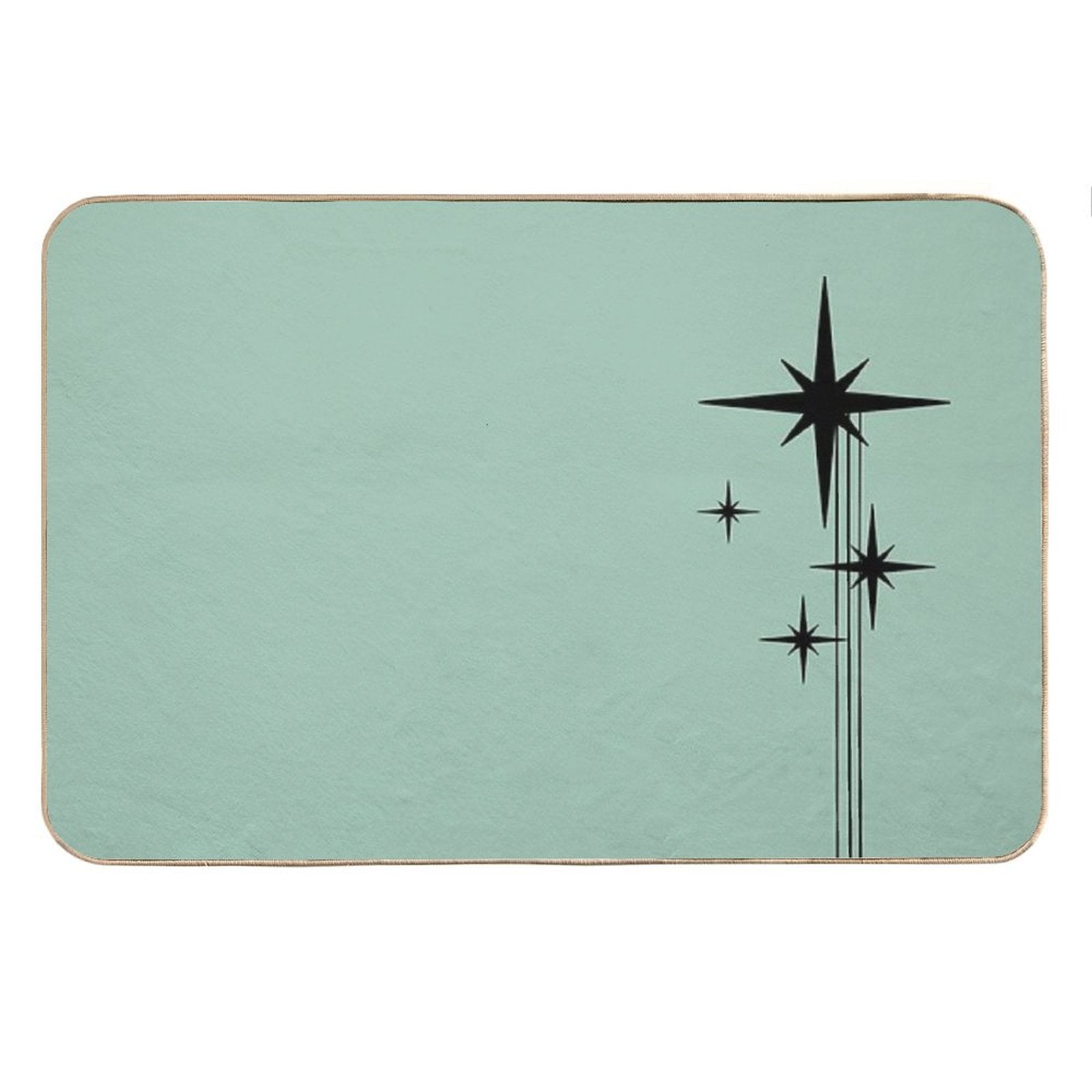 1950s Atomic Age Retro Starburst in Mint Green And Black Bath Mat