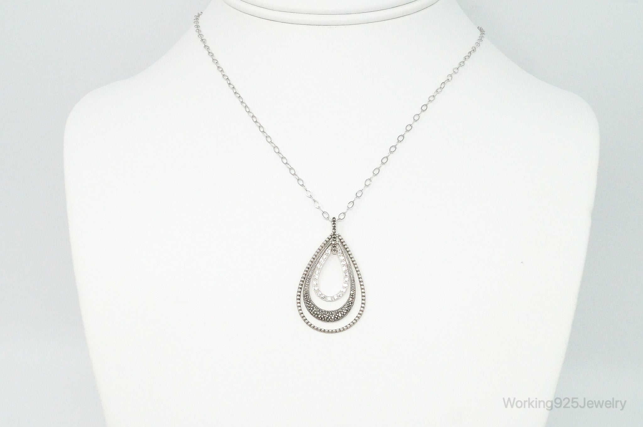 Designer Judith Jack Cubic Zirconia Marcasite Sterling Silver Necklace