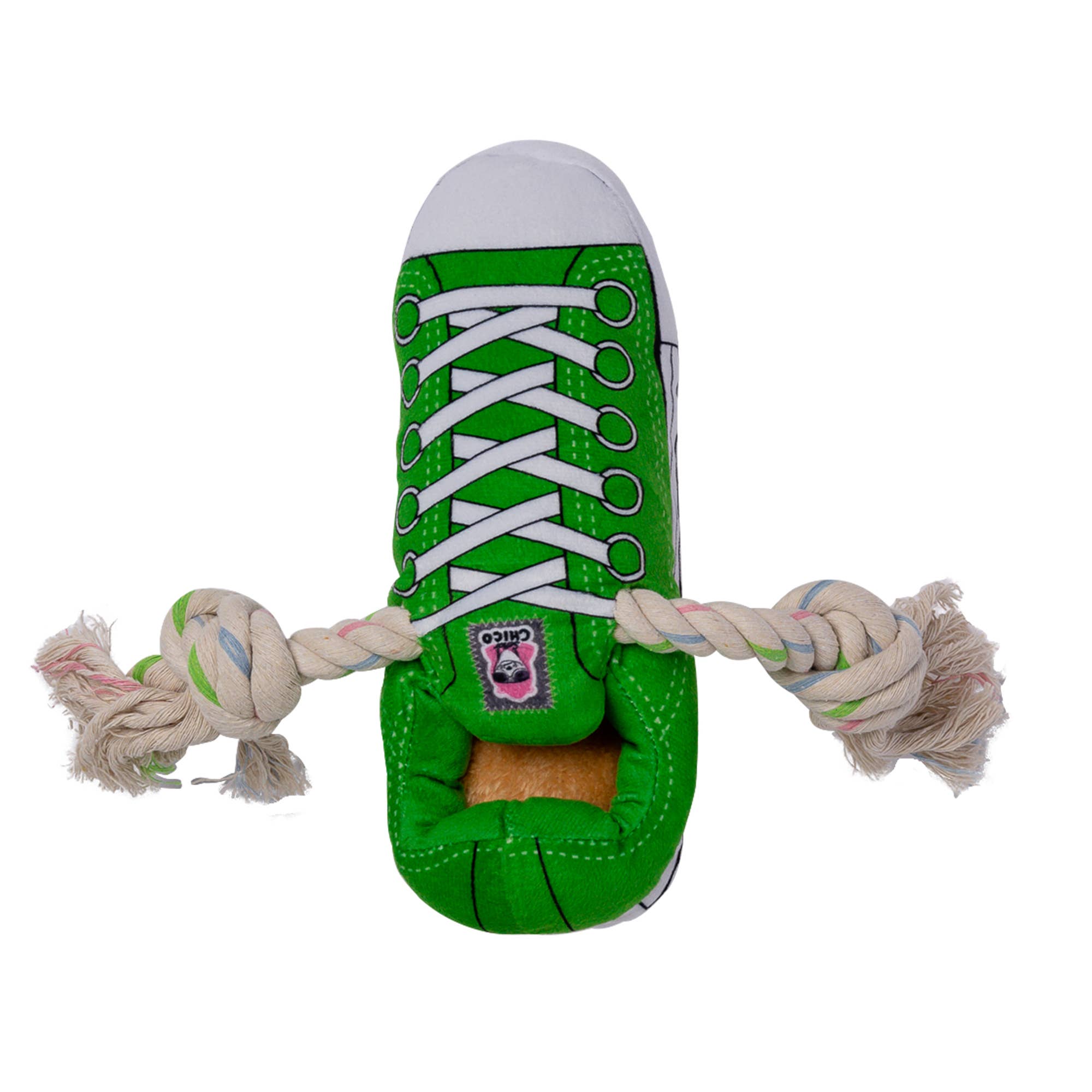Squeaky Comfort Plush Sneaker Dog Toy – with Treat Compartment, Safe &amp;amp; Durable – Green