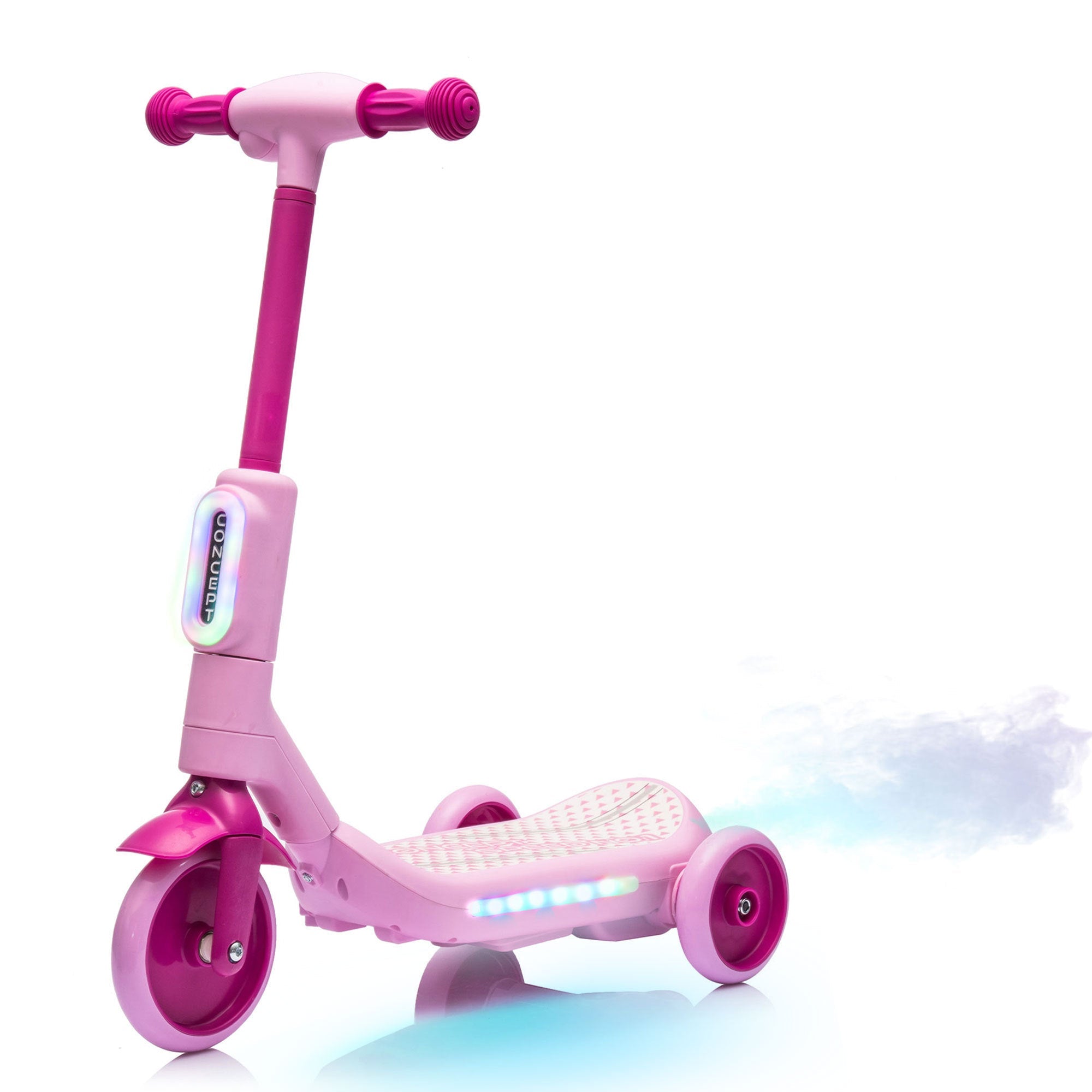 2in1 Kids Ride On Three-Wheel Balance Electric Scooter,Toy for kids,Tail Color Lights W/Spray,Wider Pedal,PU Wheels For Effective Floor Protection,Independent Light Switch With Music,For Kids 3-6