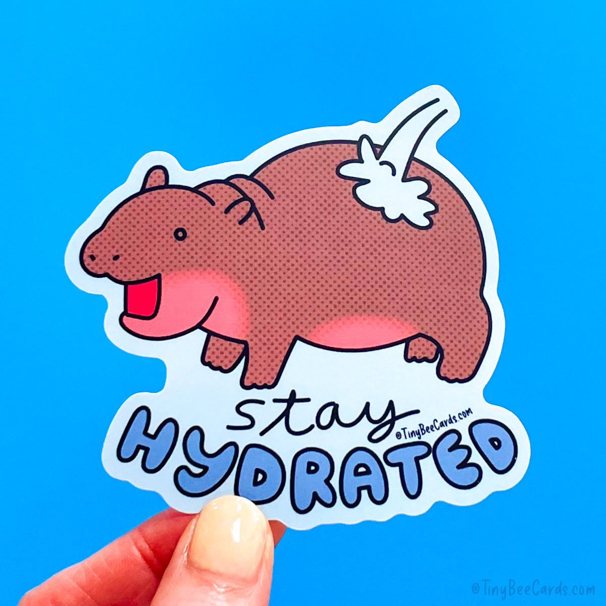 Baby Pygmy Hippo Vinyl Sticker - Stay Hydrated