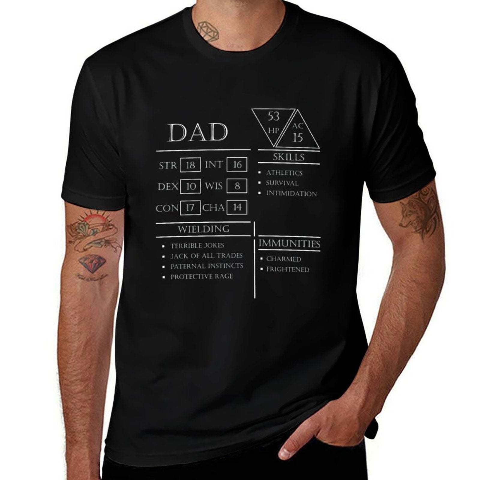 Dad Stats - Character Sheet - White  High-quality Stitching T-Shirt