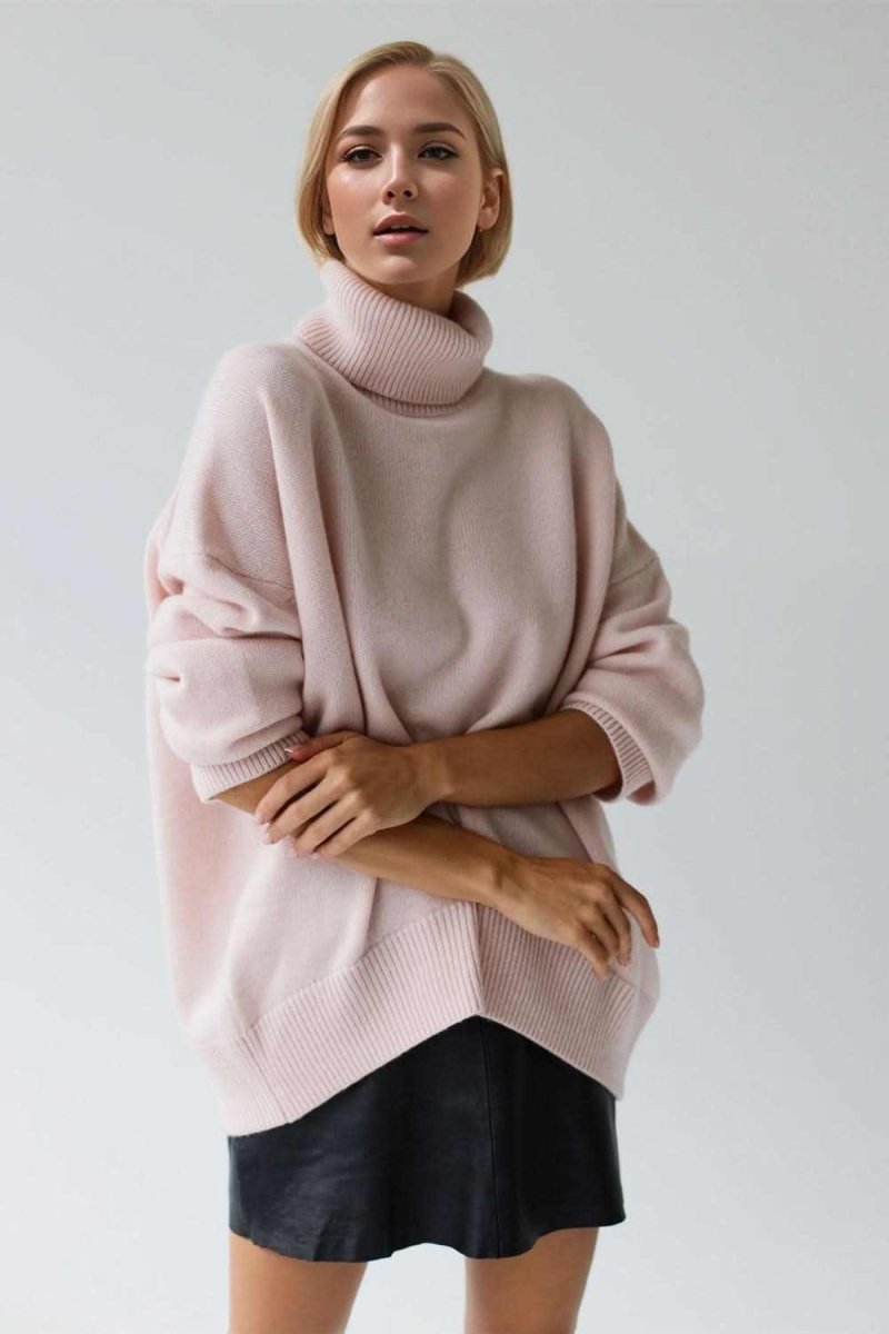 Basic Bae Turtleneck Dropped Shoulder Long Sleeve
