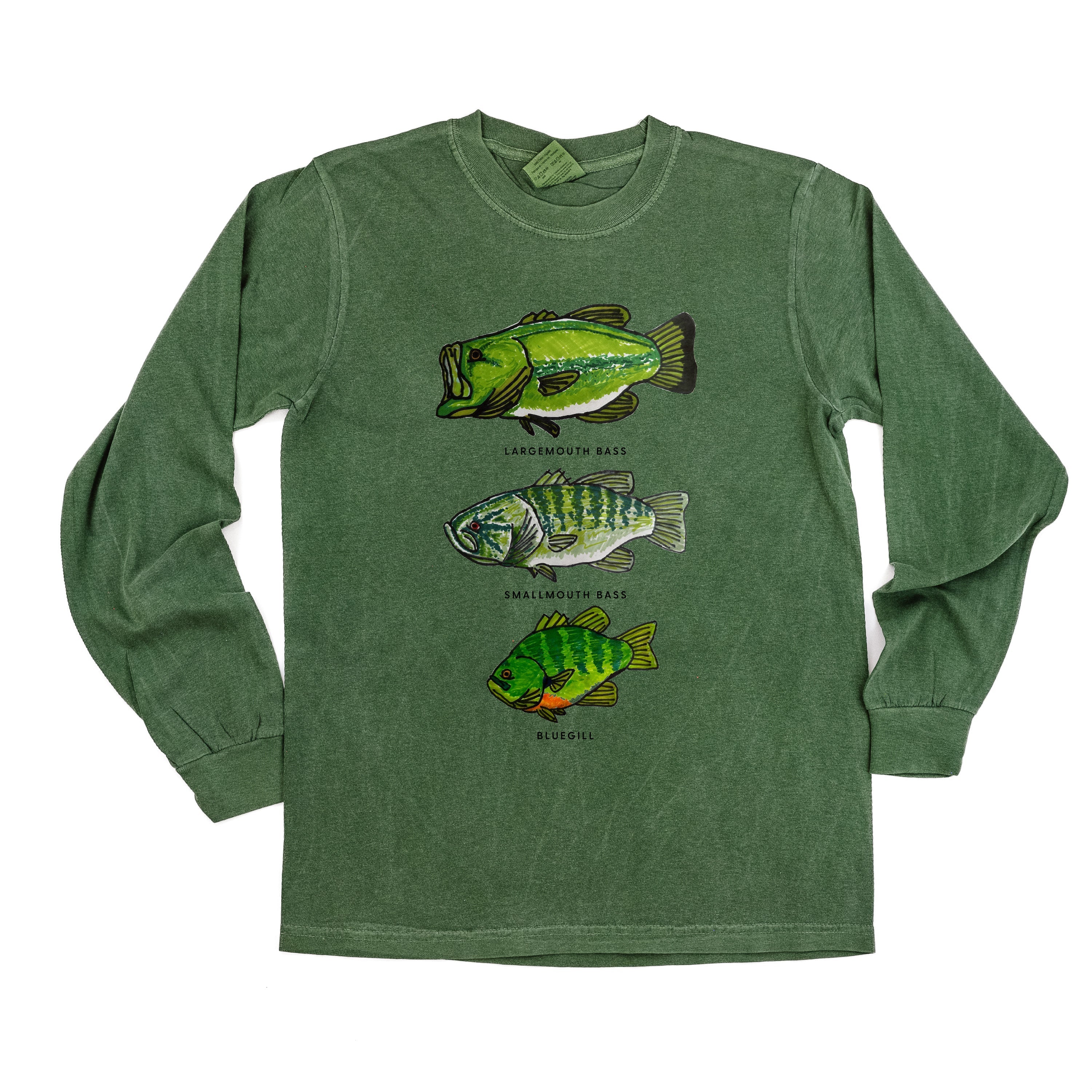 Bass And Bluegill Chart (Hand Drawn) - Long Sleeve Comfort Colors Tee