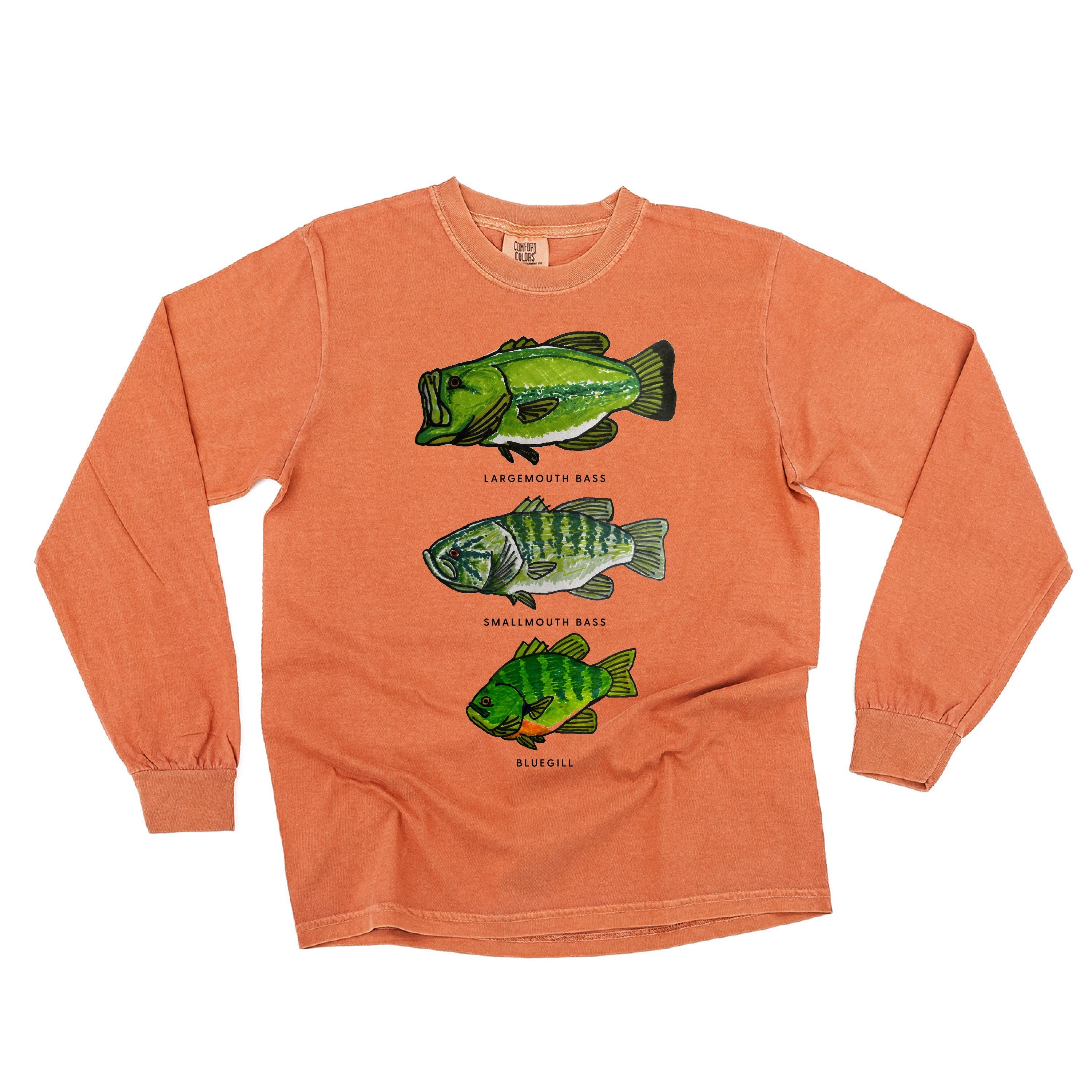 Bass And Bluegill Chart (Hand Drawn) - Long Sleeve Comfort Colors Tee