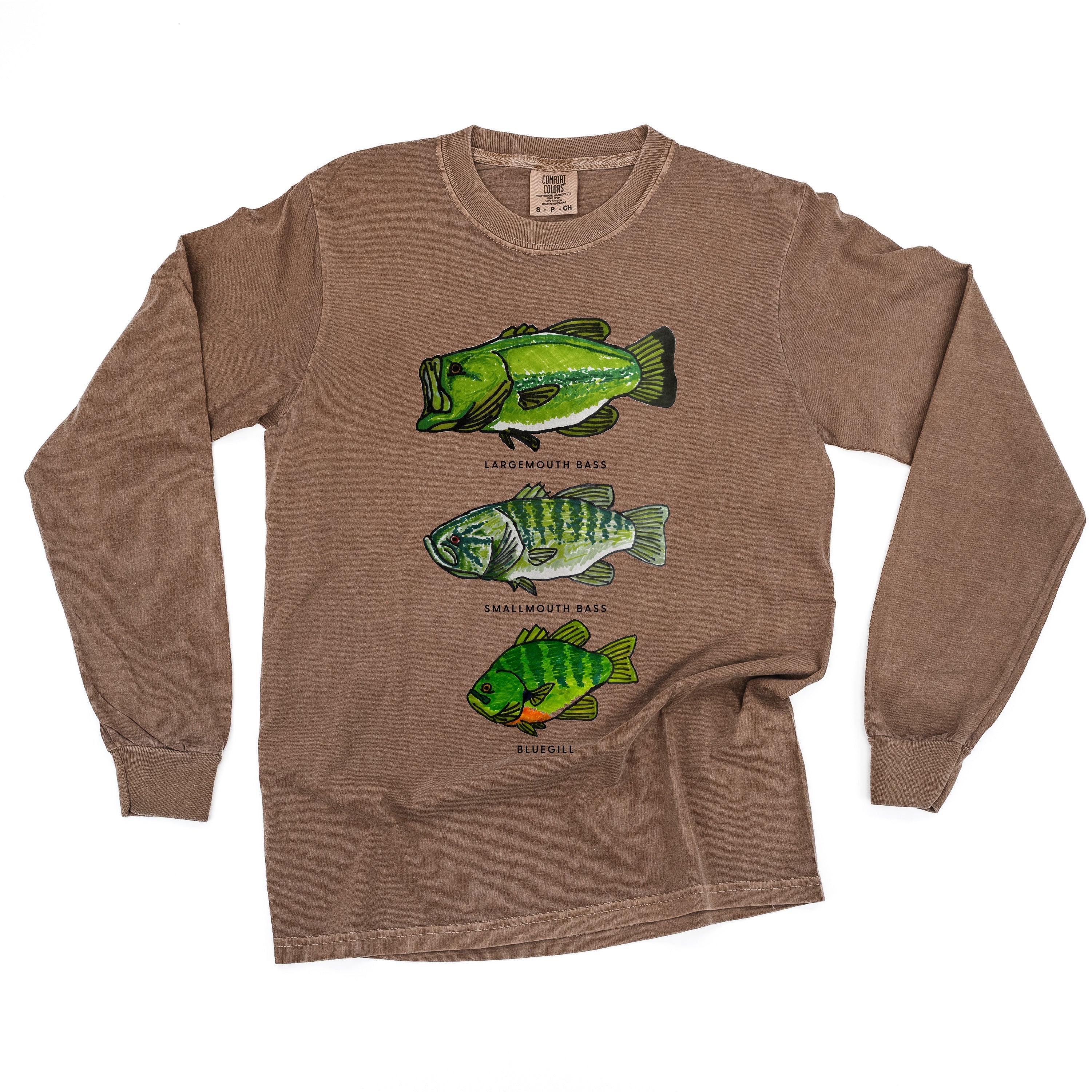 Bass And Bluegill Chart (Hand Drawn) - Long Sleeve Comfort Colors Tee