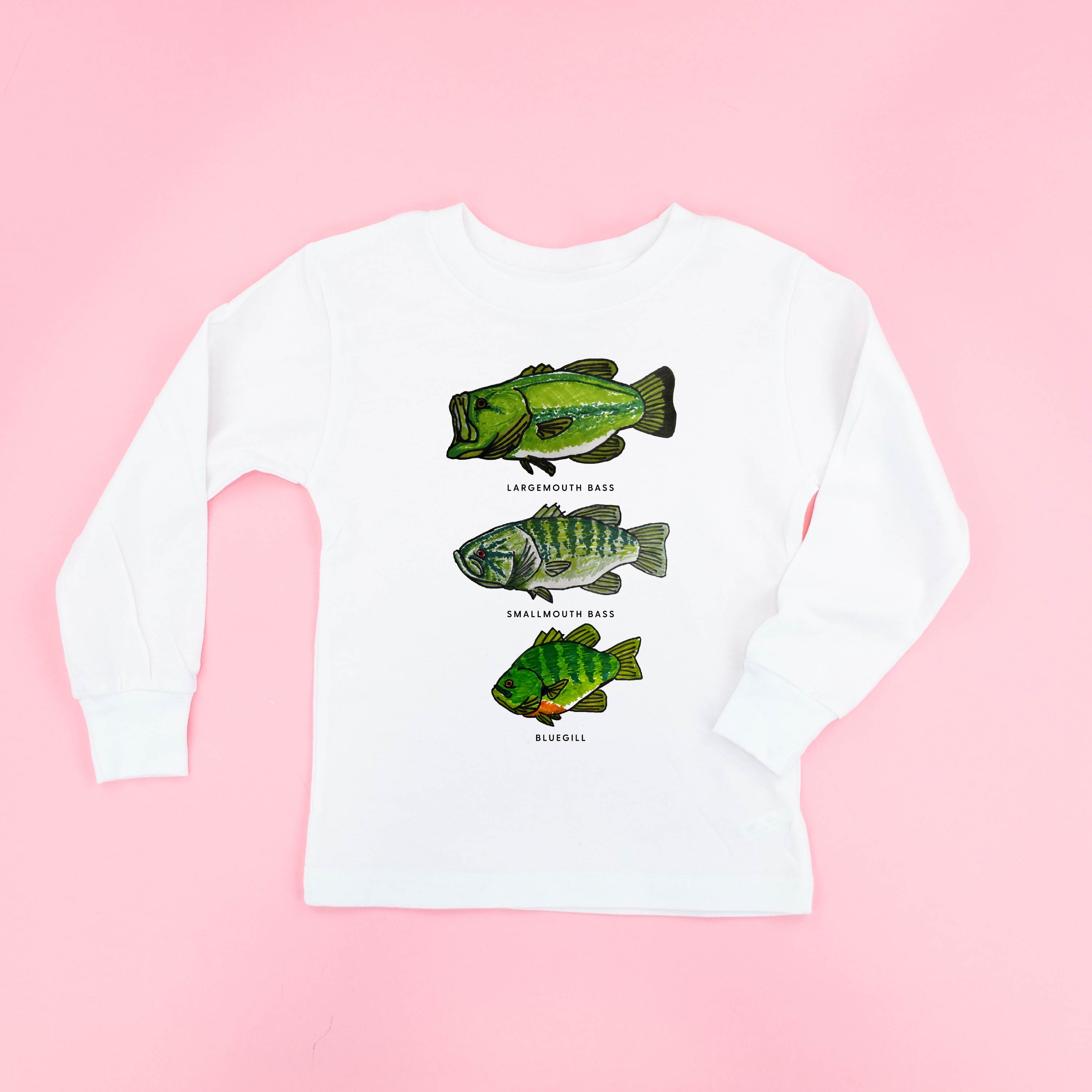 Bass And Bluegill Chart (Hand Drawn) - Child Long Sleeve Tee