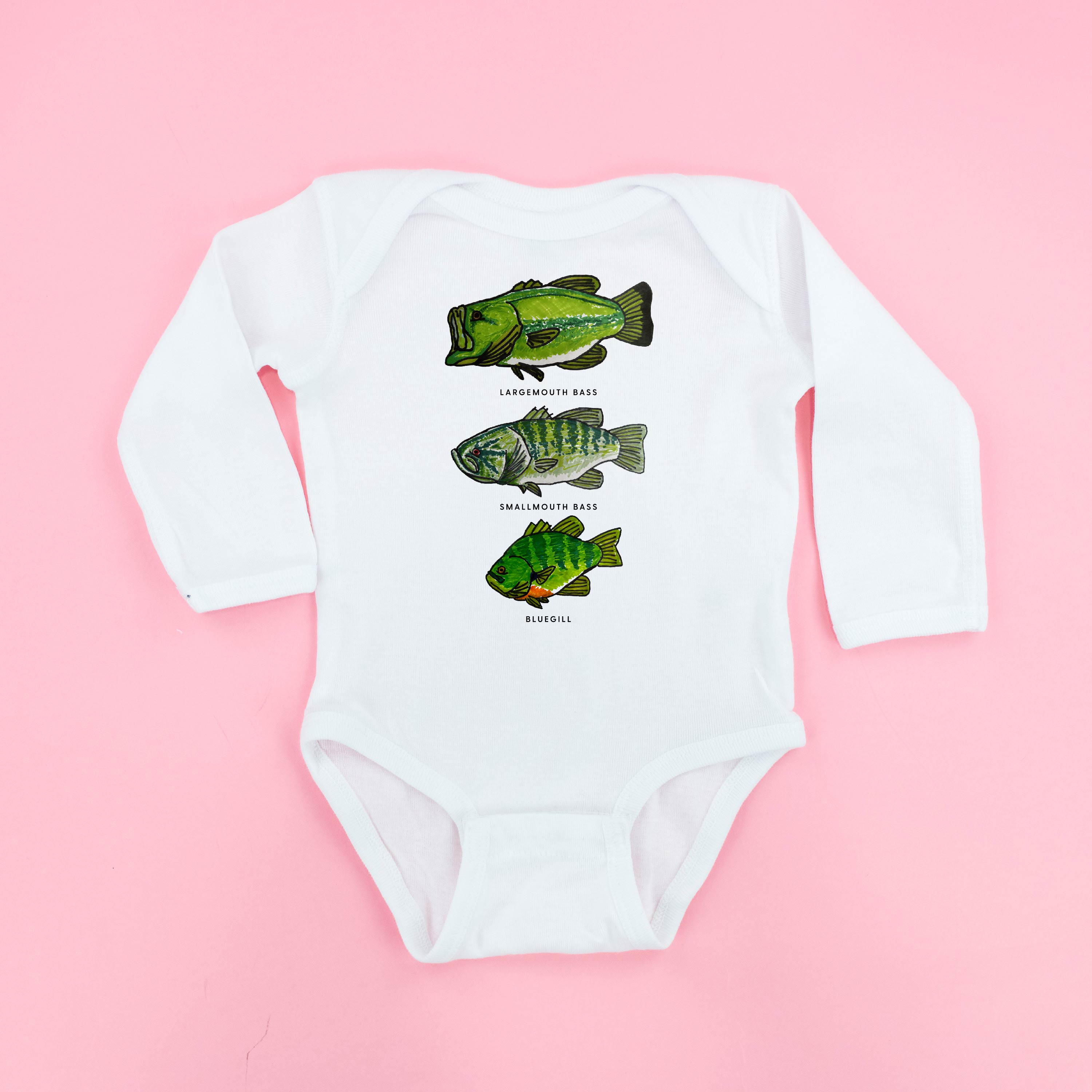 Bass And Bluegill Chart (Hand Drawn) - Child Long Sleeve Tee