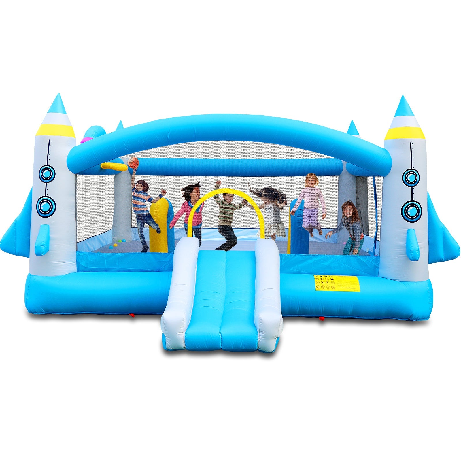 Multifunctional Jump &amp;#39;n Slide Inflatable Bouncer for Kids Complete Setup with Blower - 198&amp;#39; x 180&amp;#39; Play Area - 96&amp;#39; Tall