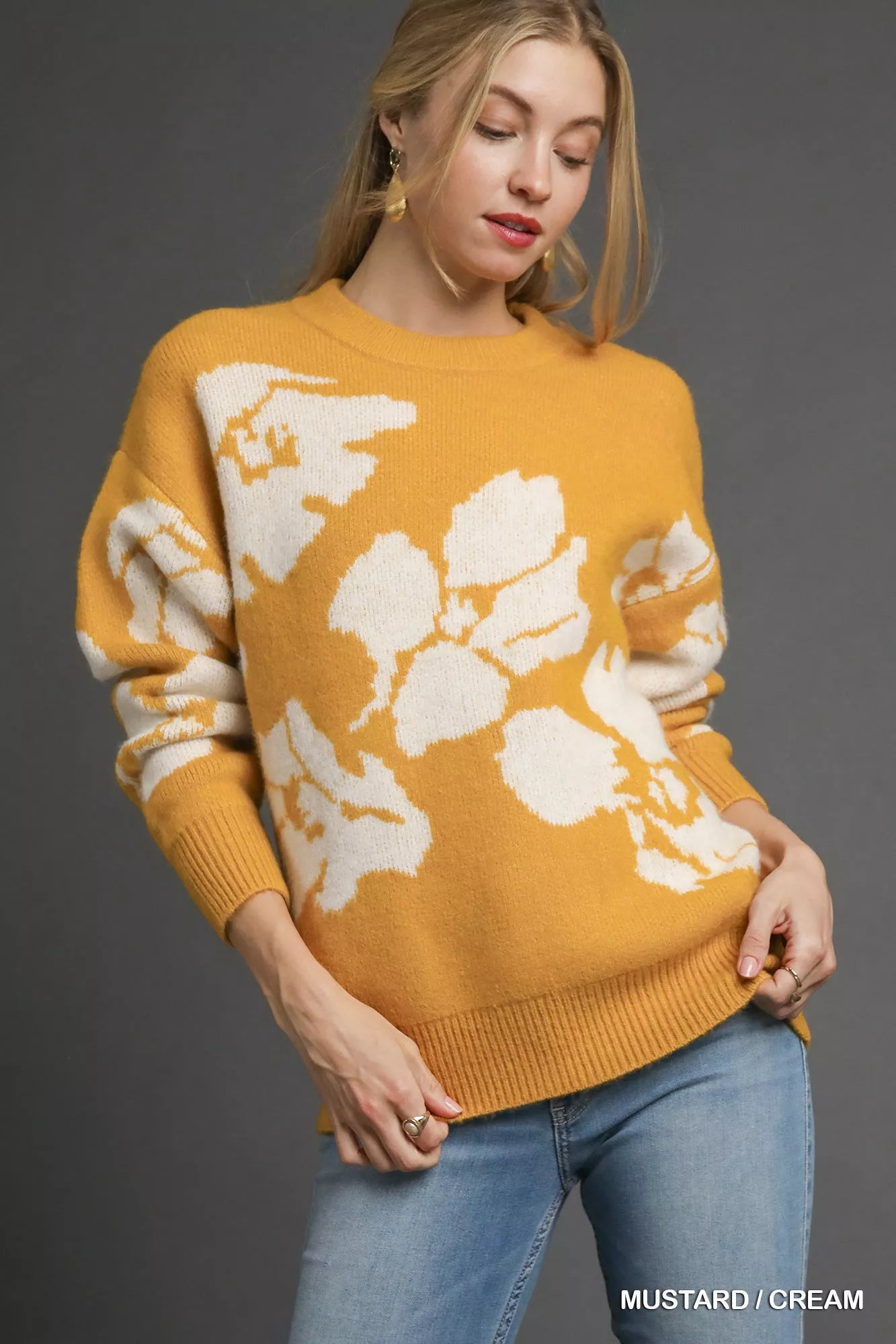 Umgee Floral Long Sleeve Sweater