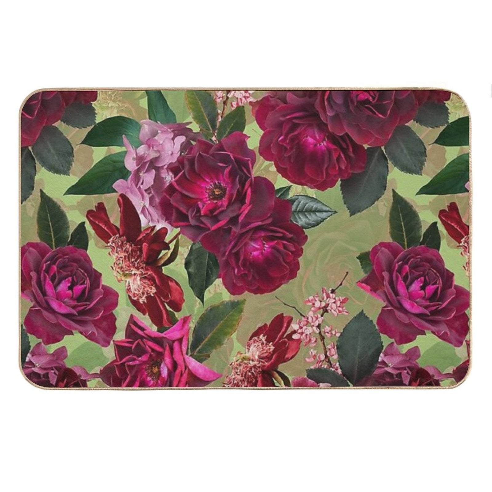 Antique Green Botanical Flower Rose Botanical Garden  Nightgarden Bath Mat