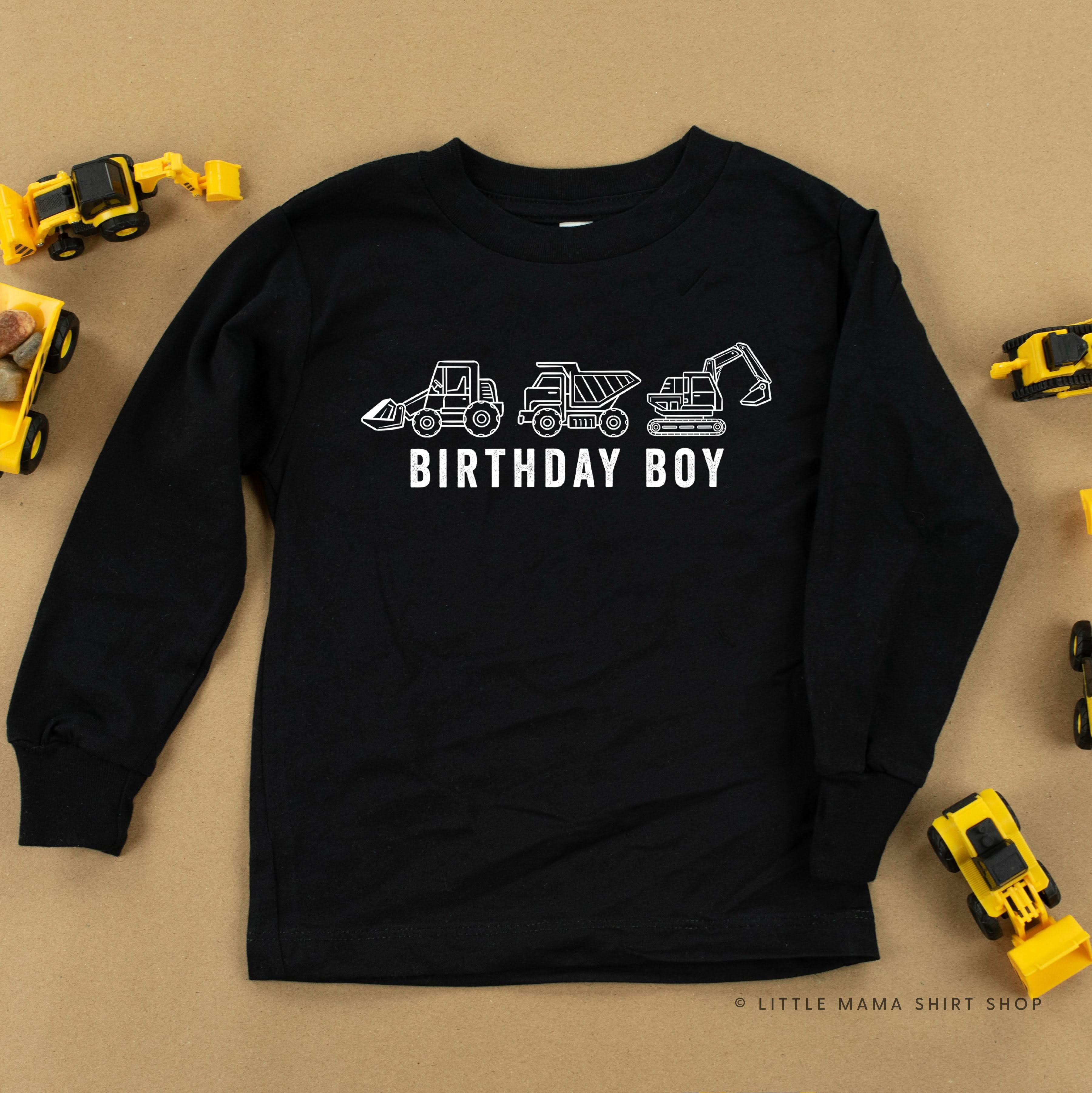 Birthday Boy Construction Trucks - Child Long Sleeve Tee