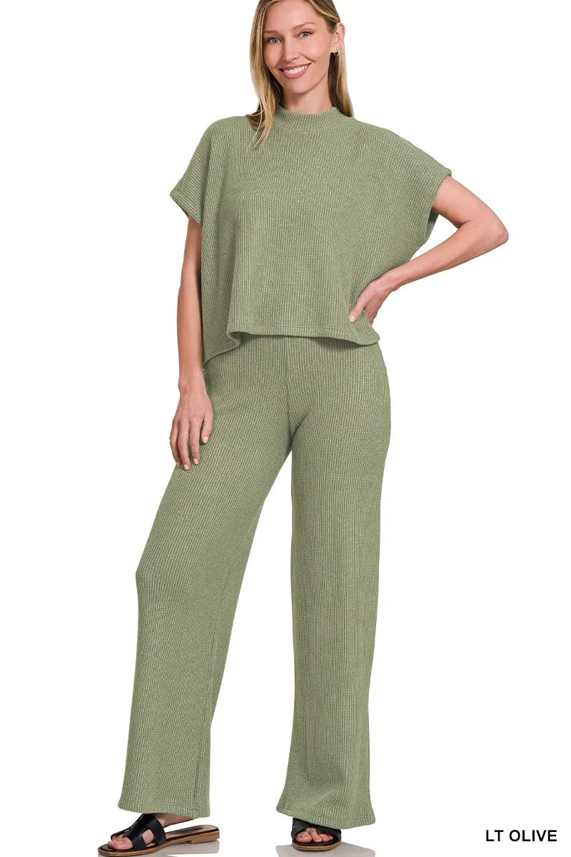 Zenana Sweater Boxy Top &amp;amp; Long Pants Set