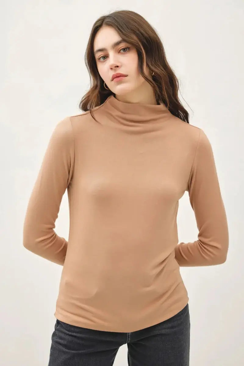 Be Cool Mock Neck Long Sleeve T-Shirt for Women