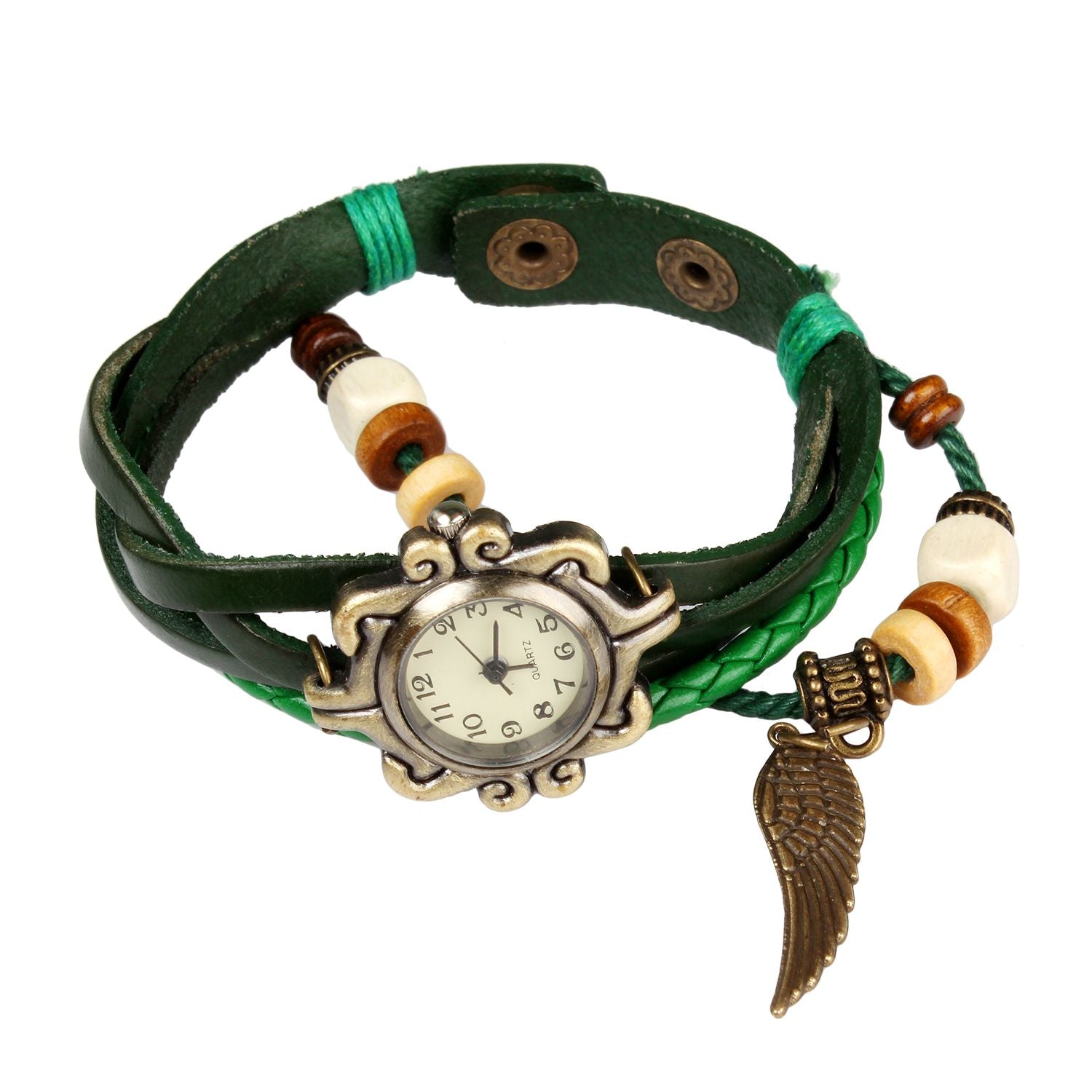 Beautiful Bohemian Style Retro Handmade Leather Angel Wing Women&amp;#39;s Watches