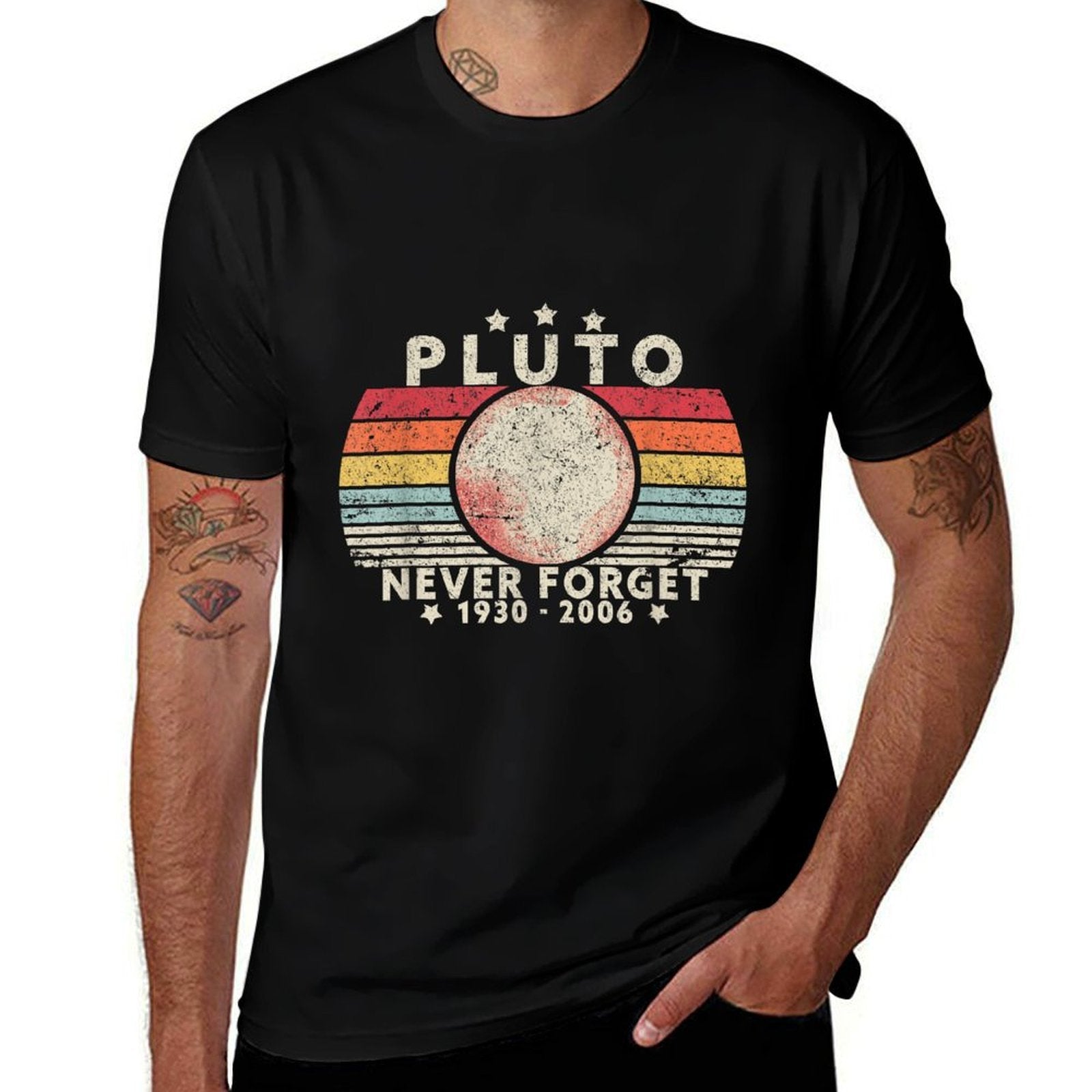 Never Forget Pluto. Retro Style Funny Space Science  Relaxed-fit T-Shirt