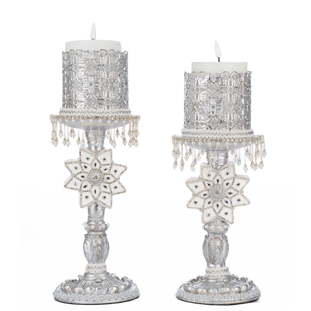 Bells of Brilliance Silver Candle Sticks Set of 2 by Katherine&amp;#39;s Collection