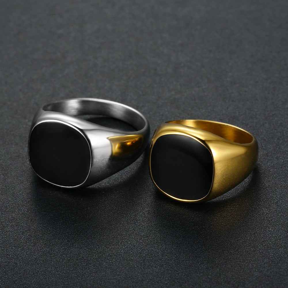 Coolx Black Square Men&amp;#39;s Ring - Stylish Accessory for Modern Men