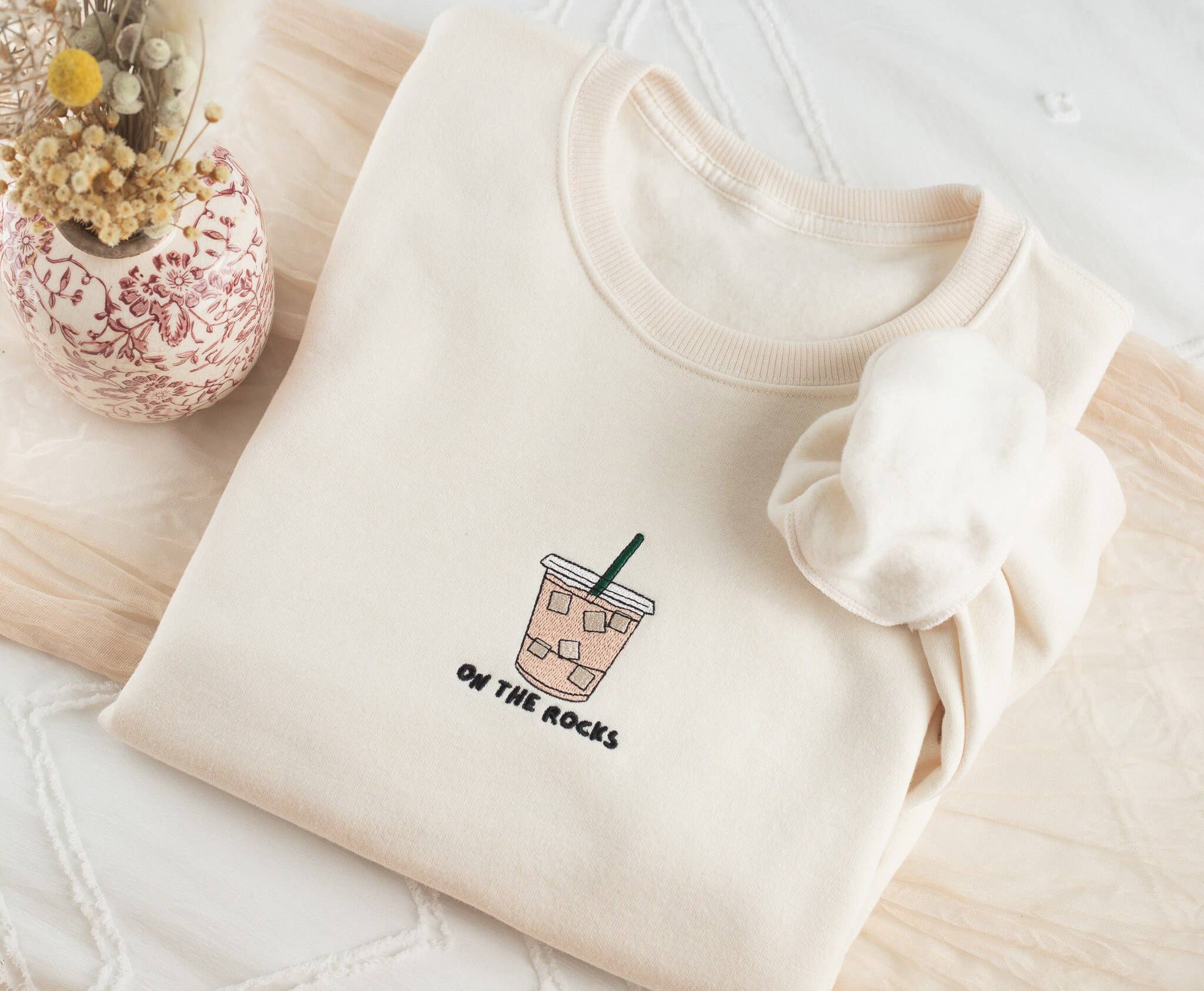 Embroidered On The Rocks Iced Coffee Sweatshirt
