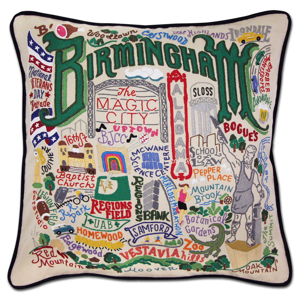 Birmingham Embroidered Pillow by CatStudio