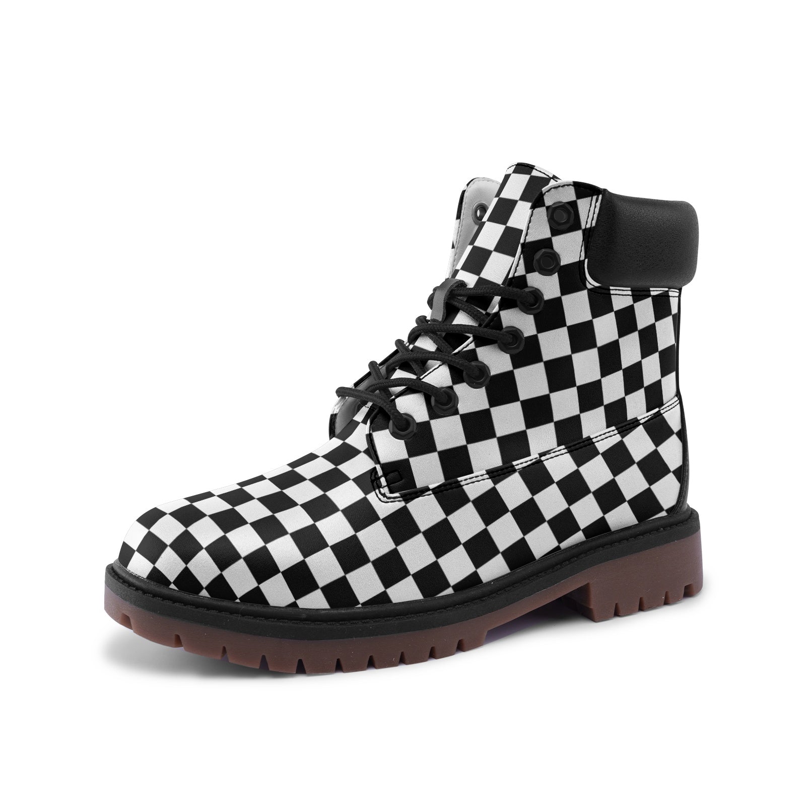 Black and white checkered Lightweight Microfiber Leather Chukka Boots
