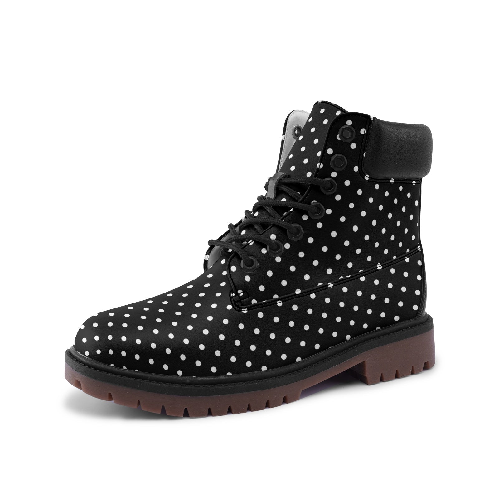 Black and white polka dot Premium Lightweight Microfiber Leather Chukka Boots