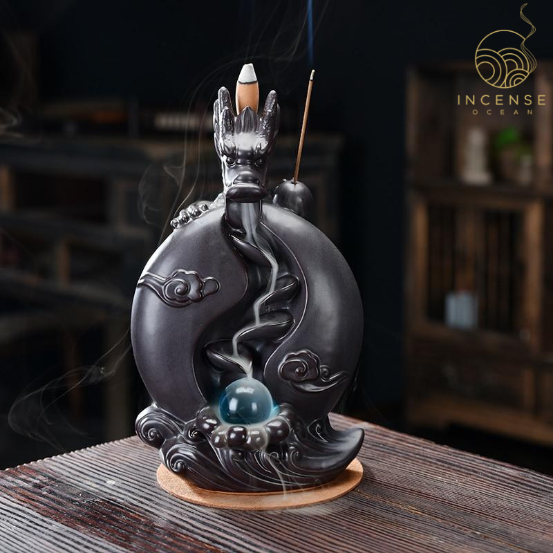Black Ceramic Dragon Backflow Incense Burner