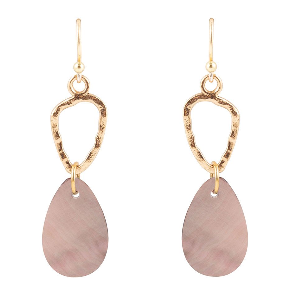 Black Mother of Pearl and Bronze Drop Earrings